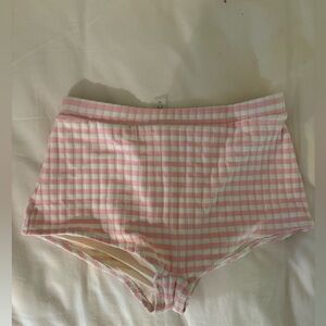 Solid & Striped Pink and White Striped High Waist Swimsuit Bottom